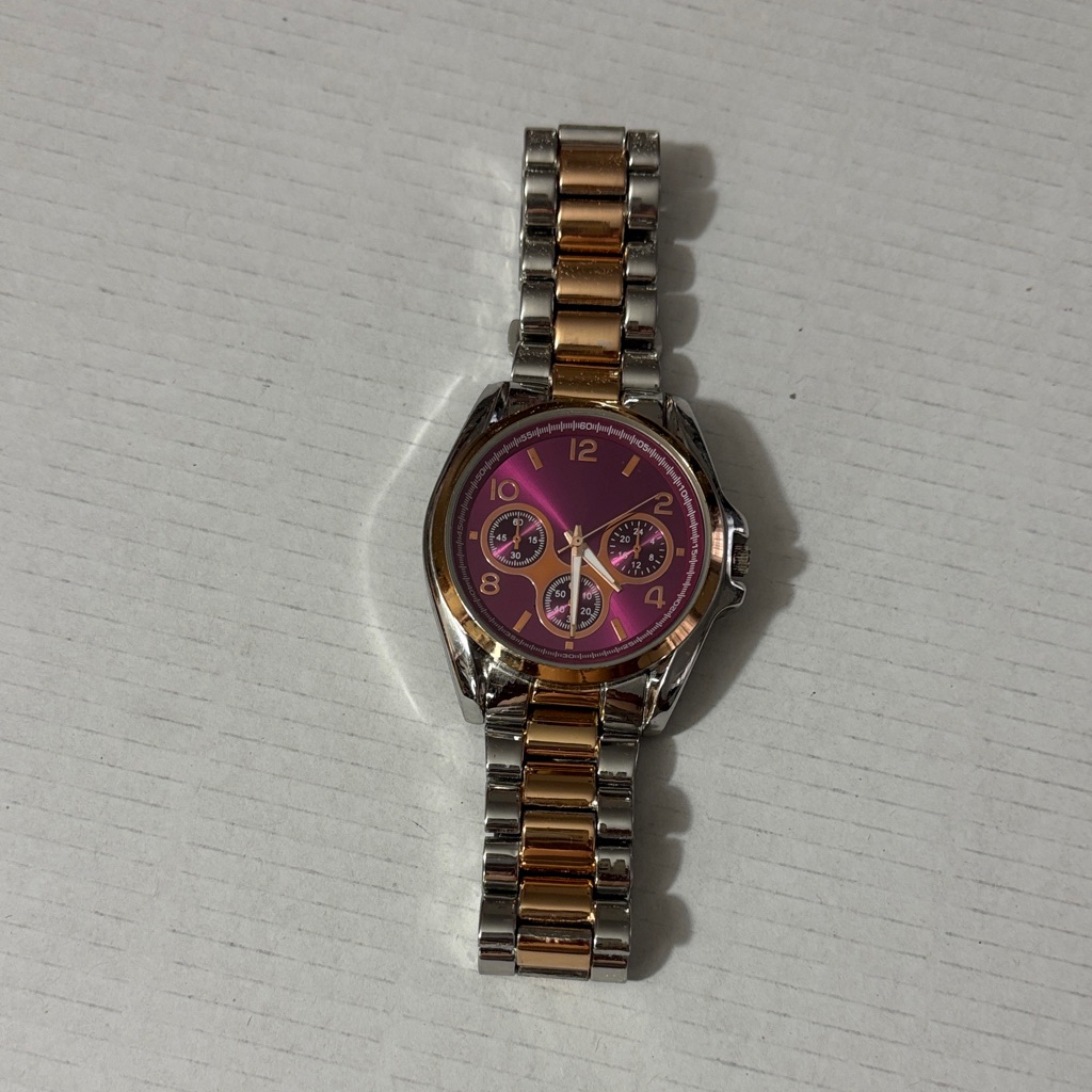Purple And Gold Watch With Silver Accents